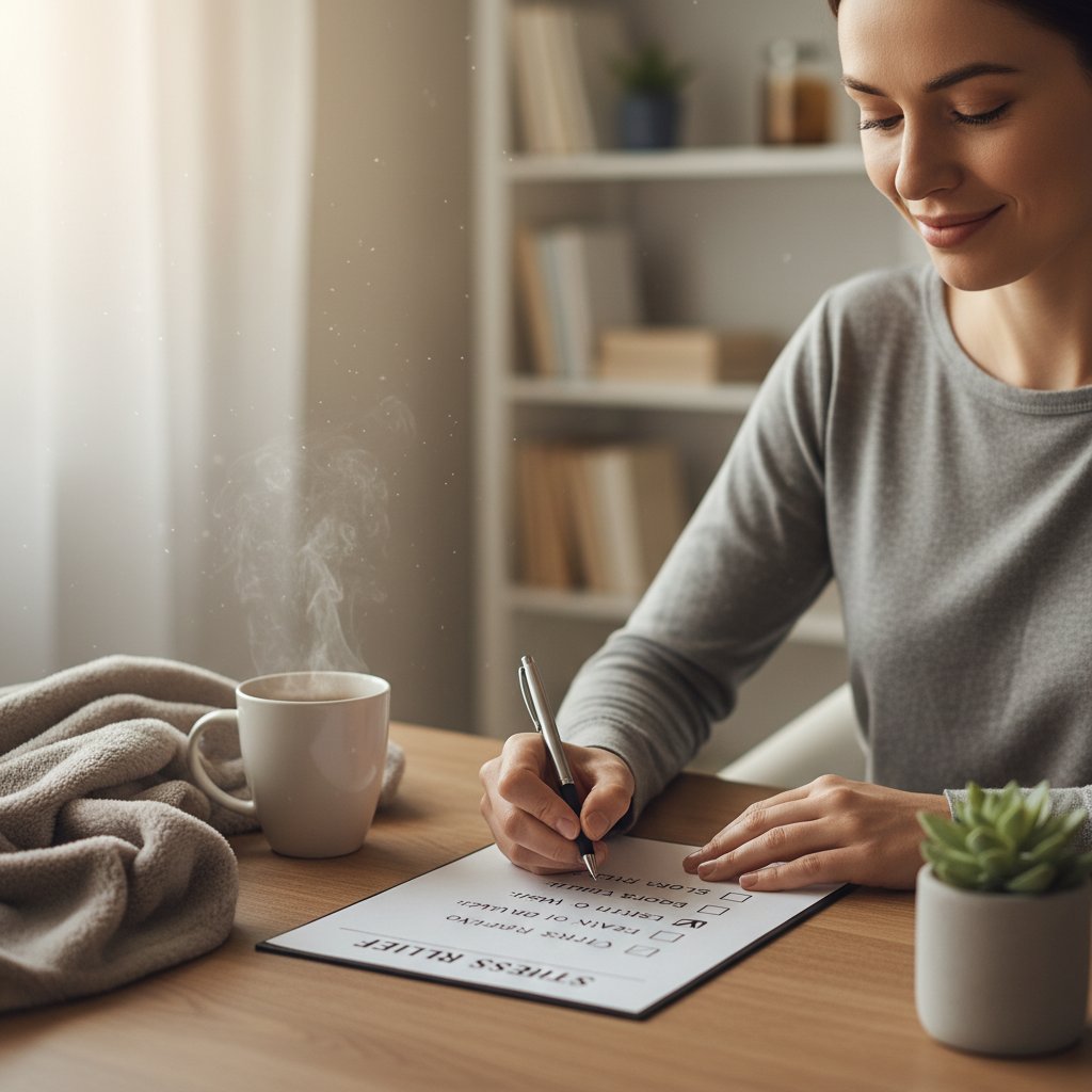 Checklist do walki ze stresem, osoba odhaczająca zadania