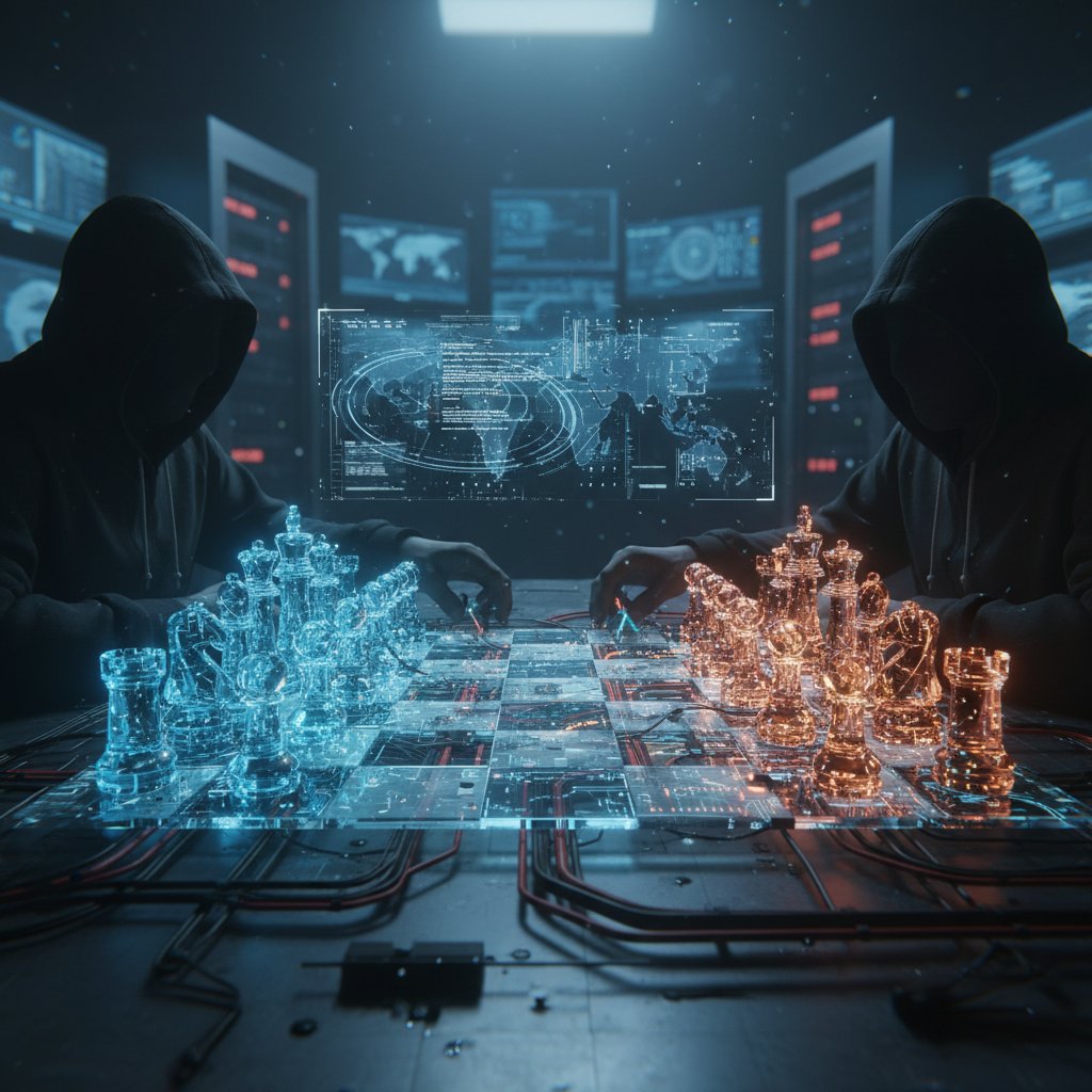 Symboliczne zdjęcie szachownicy z figurami w kształcie danych, strategiczna atmosfera