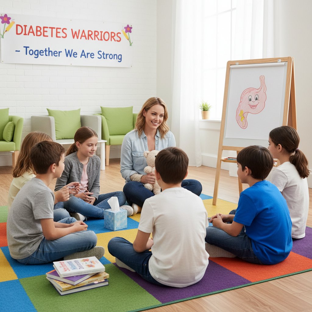 Dziecko uczestniczące w grupie wsparcia dla diabetyków