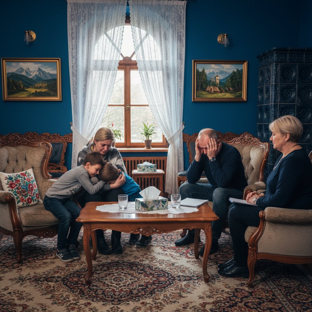 Dziecko i dorosły podczas rodzinnej sesji terapeutycznej