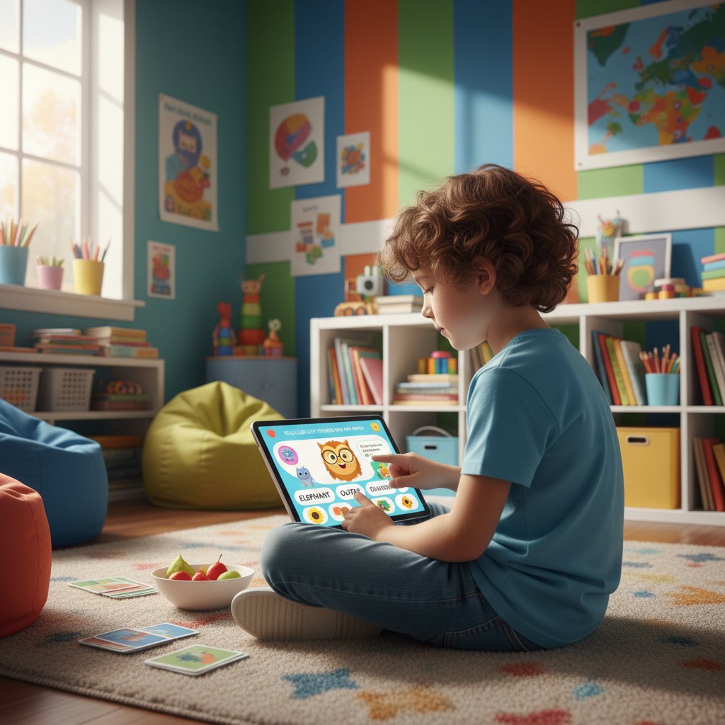 Nowoczesna lekcja angielskiego online – dziecko korzysta z AI i personalizacji