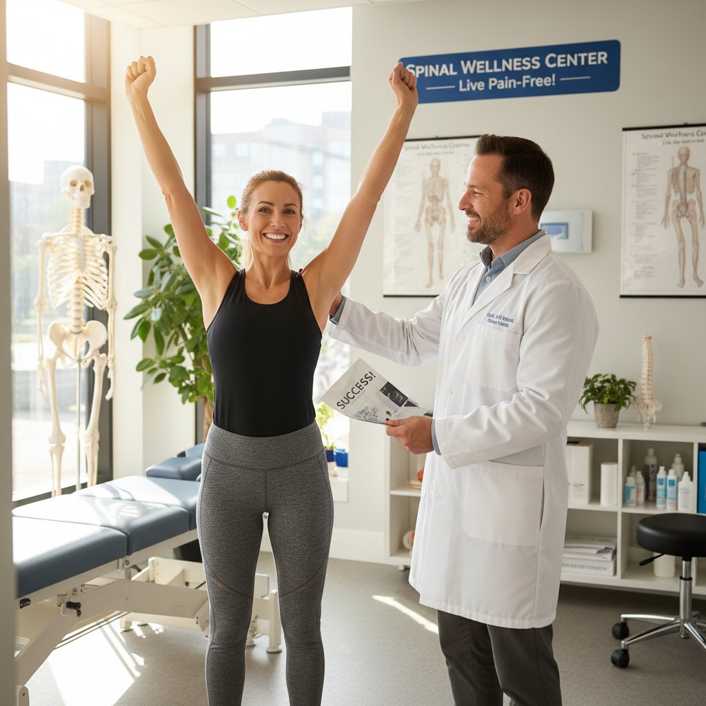 Szczęśliwy pacjent po udanej terapii manualnej, gabinet i personel