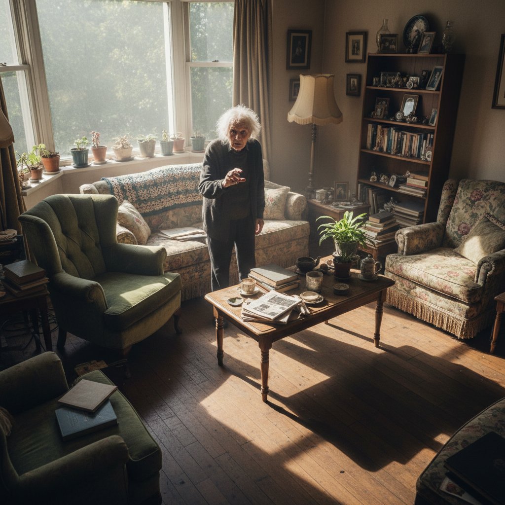 Starsza osoba zagubiona w swoim domu – obraz splątania.