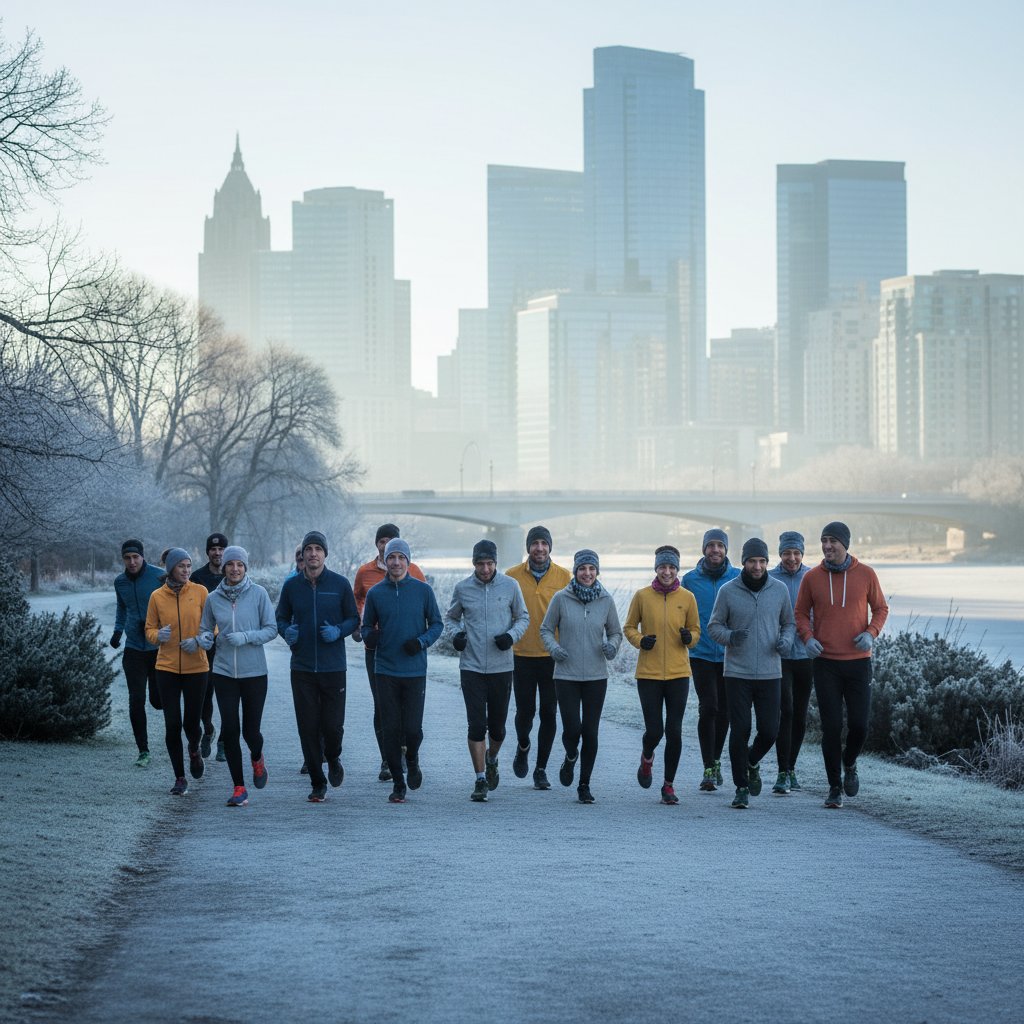 Grupa ludzi wspierających się podczas wspólnego treningu na świeżym powietrzu
