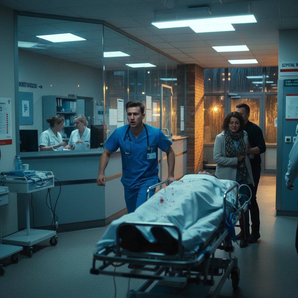 Filmowa scena szpitalna z polskiego serialu medycznego, rekonstrukcja intubacji