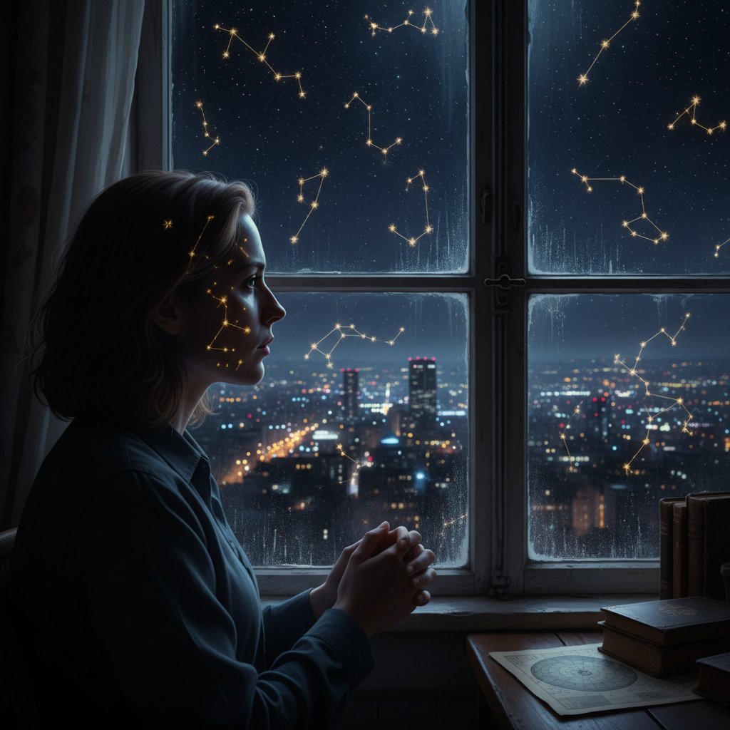 Osoba patrząca w nocne niebo, szukająca inspiracji do zmiany