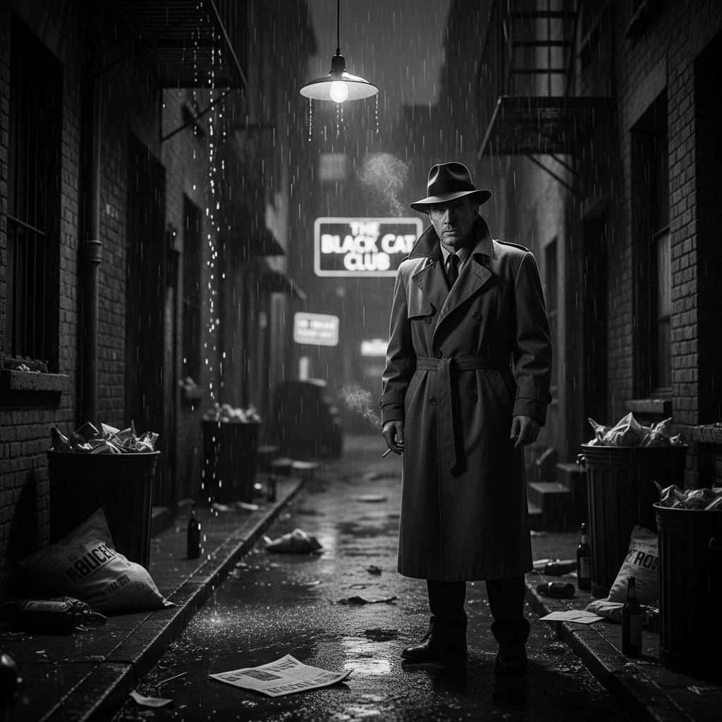 Classic film noir detective symbolizing the origins of corruption movies