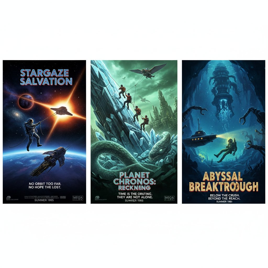 Vintage rescue movie posters collage, vibrant colors, classic rescue moments, rescue movie nostalgia