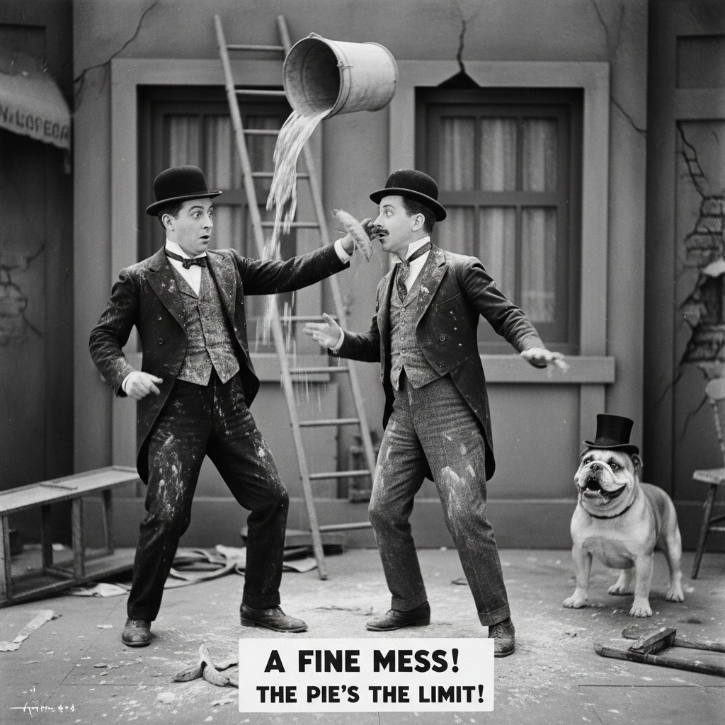 Classic slapstick comedy roots of subtle humor