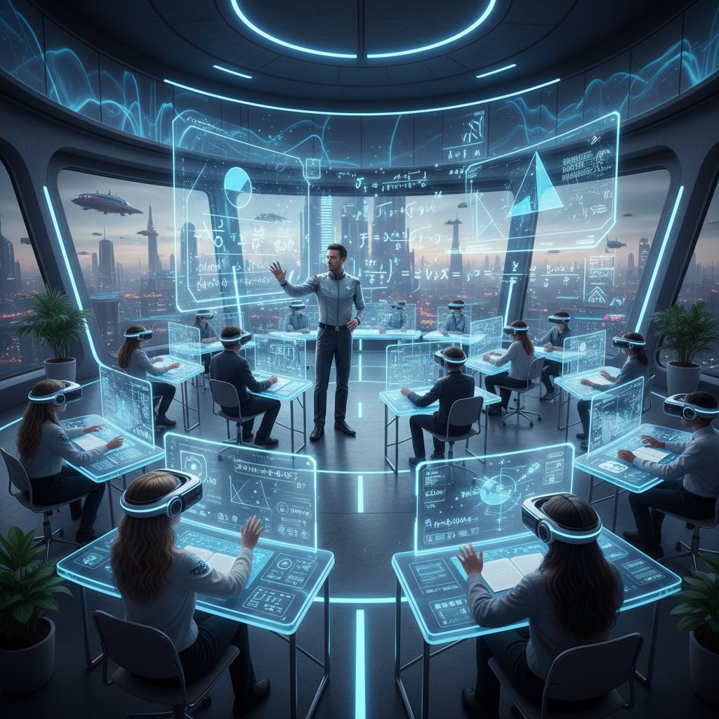 Nowoczesna klasa matematyczna z technologią VR i hologramami