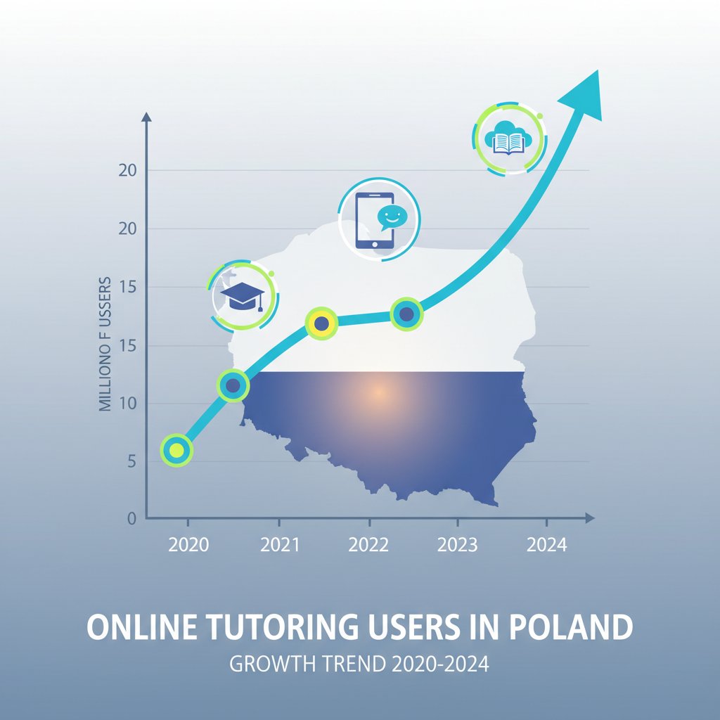 Wzrost liczby użytkowników korepetycji online w Polsce.