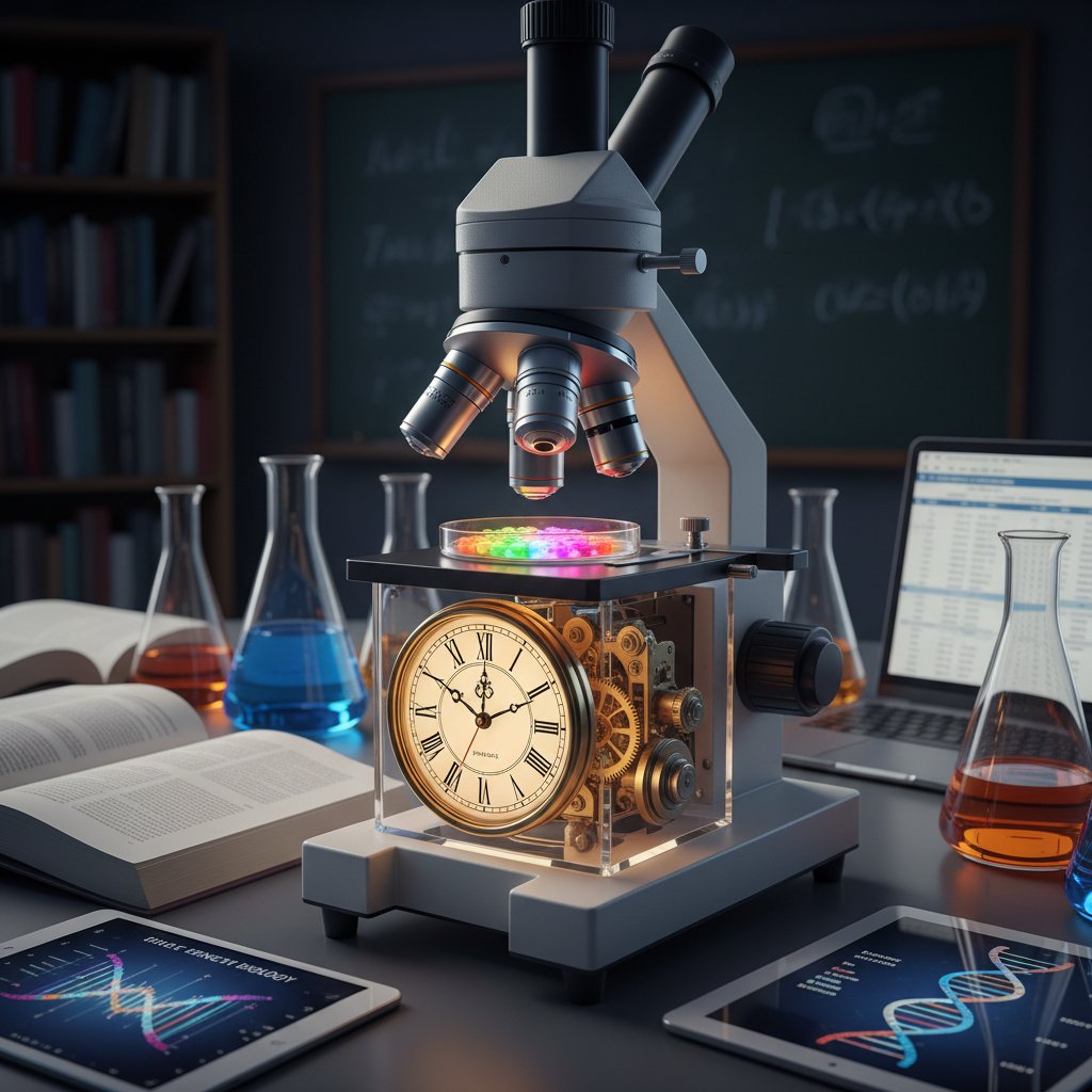 Balancing speed and accuracy in efficient research—clock and microscope side by side