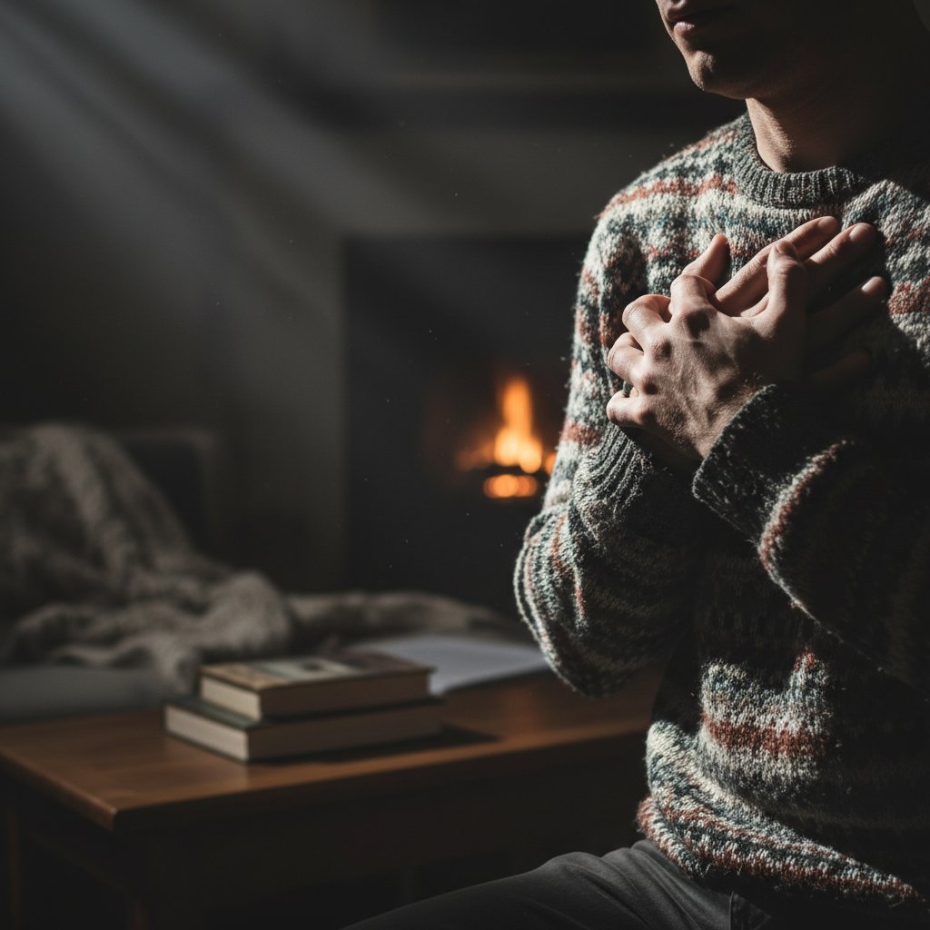 Dłonie trzymające klatkę piersiową – sygnał problemów oddechowych