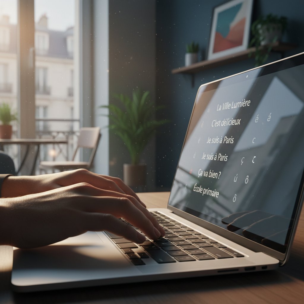 Klawiatura z francuskimi znakami podczas nauki online, francuski pisanie online