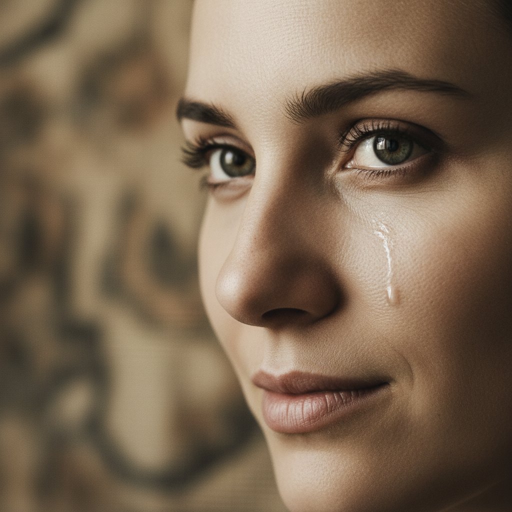 Close-up of two actors exchanging a meaningful glance in a quiet emotional film