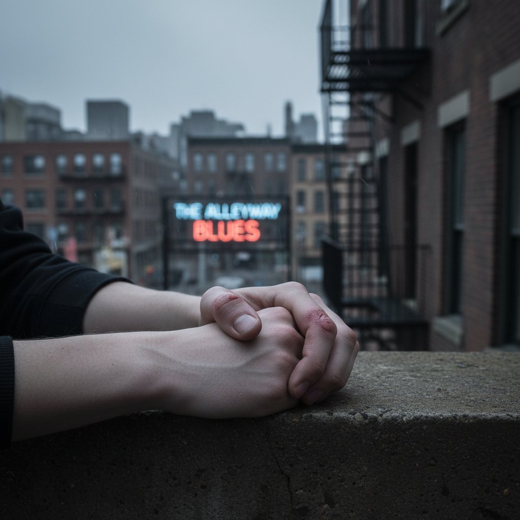 Zbliżenie na zdeformowane dłonie młodej osoby na tle miejskiej ulicy