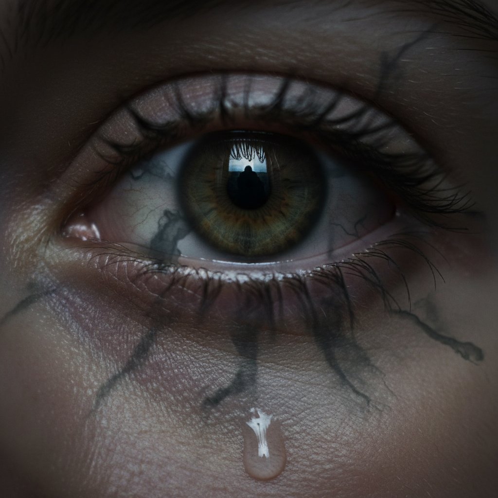 Zbliżenie oka z symbolicznym cieniem ilustrującym postęp jaskry