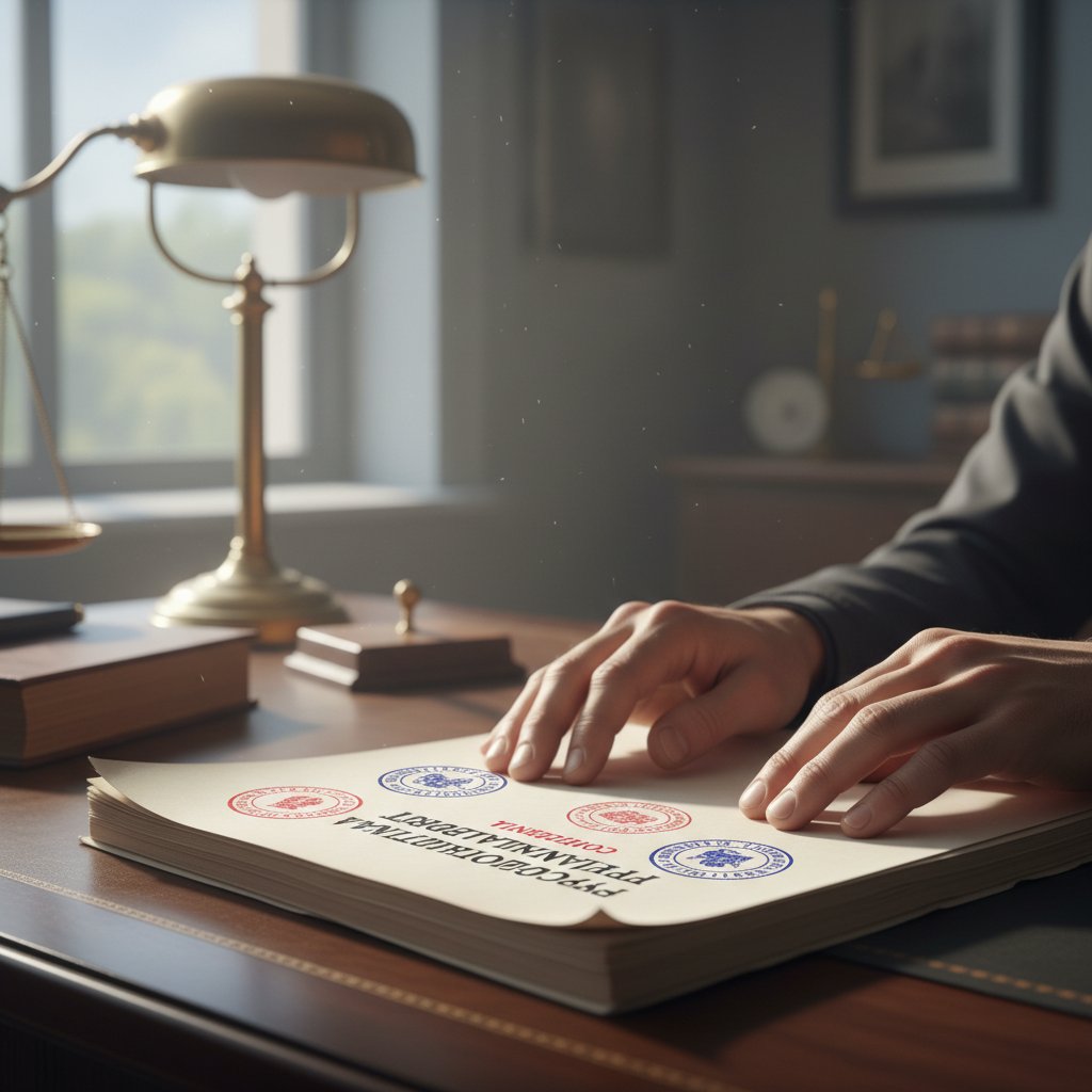 Ręce przeglądające oficjalną opinię psychologiczną na biurku, dokumentacja psychologiczna, praca psychologa