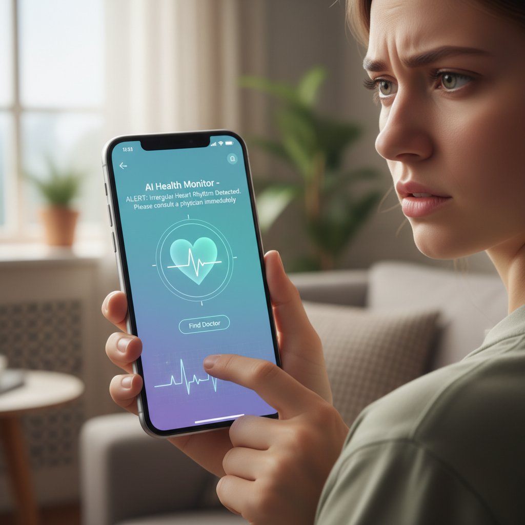 Użytkownik korzystający z aplikacji AI do analizy symptomów na smartfonie