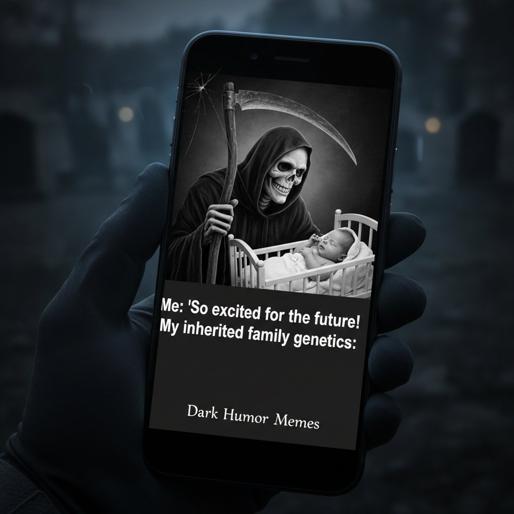 Smartfon z niedokończonym memem, atmosfera ironii