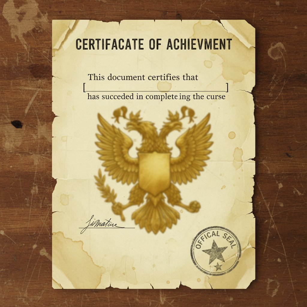 Bliska fotografia fałszywego certyfikatu, z widocznymi błędami i brakiem zabezpieczeń