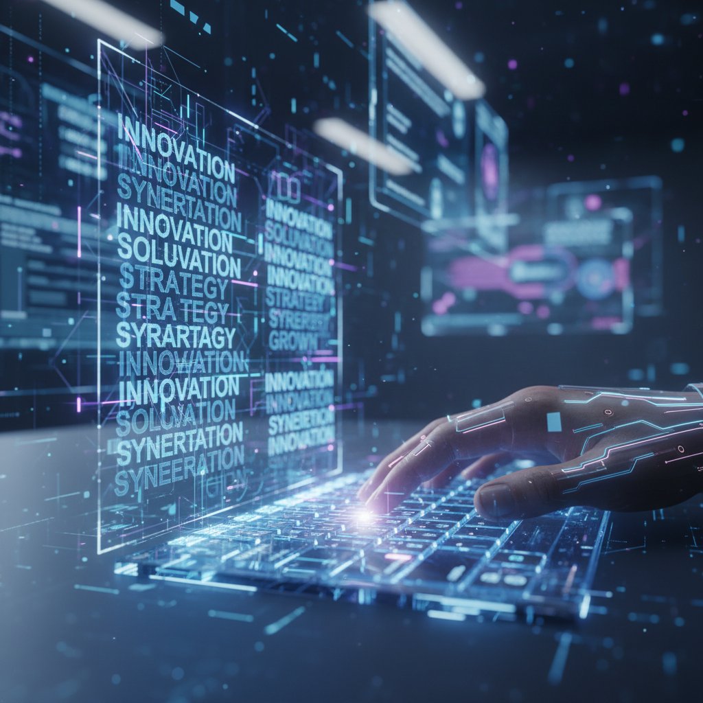 Zbliżenie na ekran z tekstem listu motywacyjnego, powtarzające się frazy, sztuczny styl, dłoń na klawiaturze