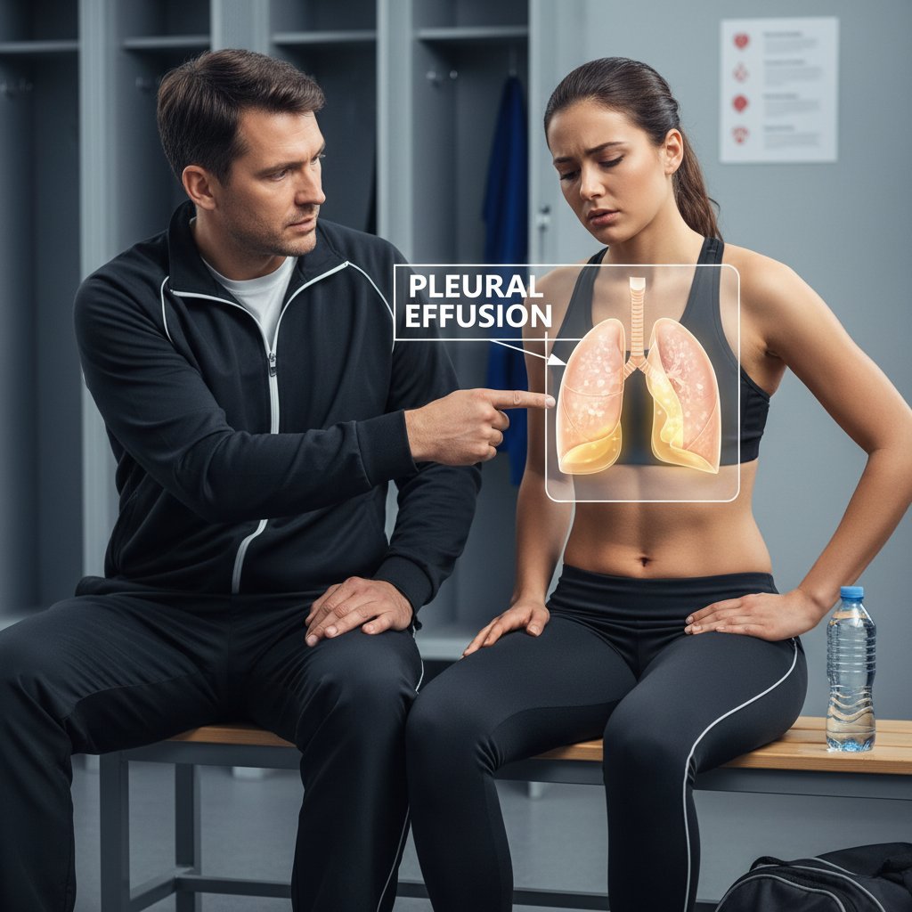 Trener sportowy rozmawiający z młodym sportowcem – ukazanie szczególnych przypadków płynu w opłucnej