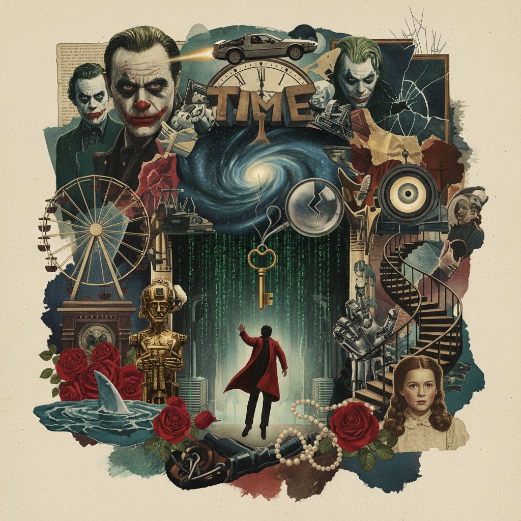 Collage of iconic layered movie scenes, each rich with symbolism and narrative depth