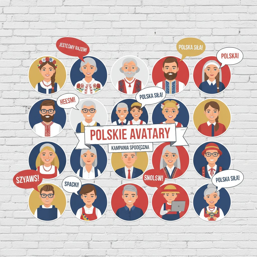 Kolaż polskich avatarów z akcji społecznej w mediach społecznościowych