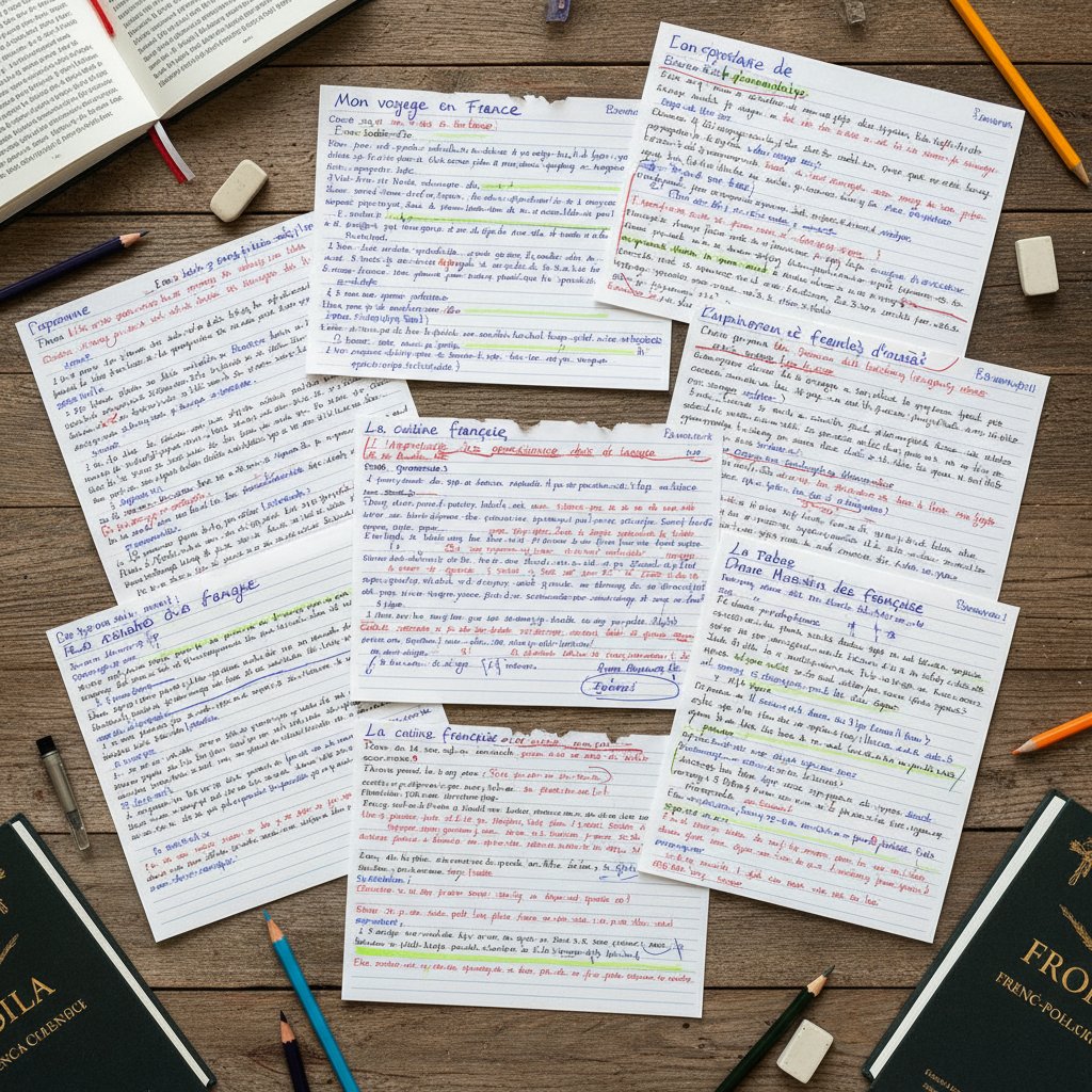 Przykłady wypracowań Polaków po francusku, francuski pisanie online