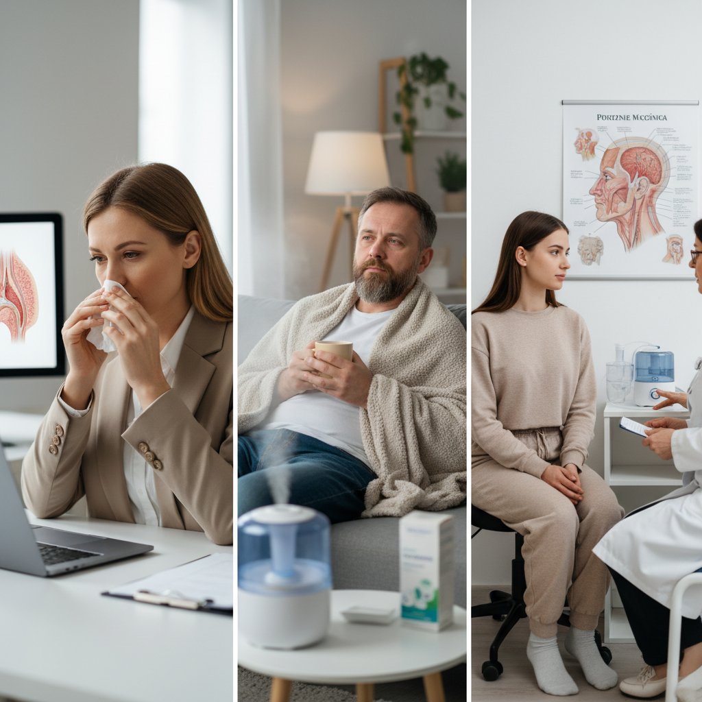 Trzy osoby z przewlekłym zapaleniem zatok, różne historie, różne środowiska