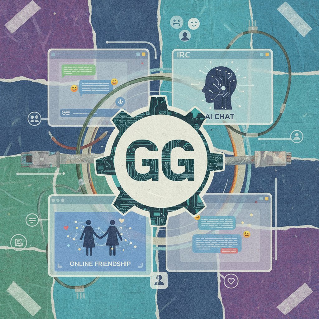 Zdjęcie: kolaż komunikatorów GG, IRC i AI czatu – ewolucja przyjaźni online
