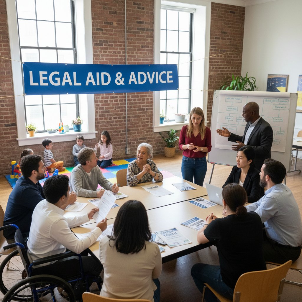 Społeczność korzystająca z bezpłatnych porad prawnych w centrum lokalnym
