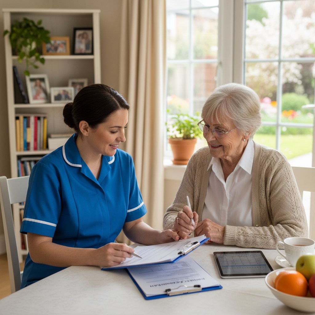 Opiekunka środowiskowa przy pracy z planem opieki