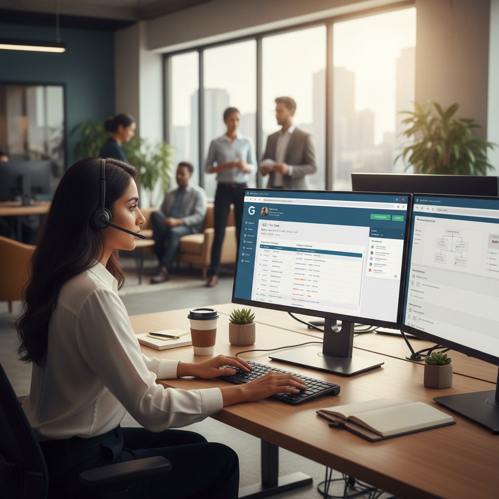 Porównanie narzędzi na ekranie laptopa, konsultant analizujący opcje – wybór narzędzi online do obsługi klienta