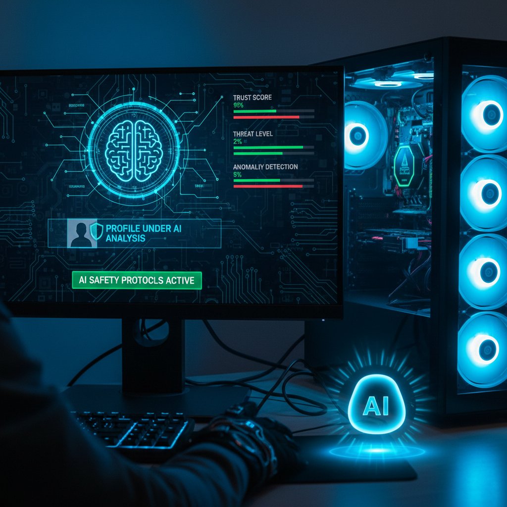 Program komputerowy analizujący profil randkowy, motyw bezpieczeństwa i AI