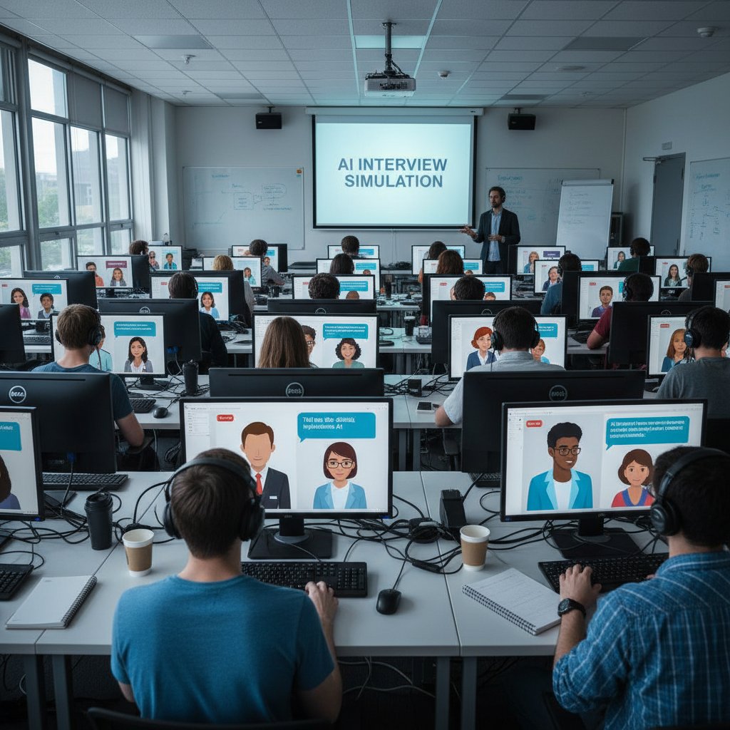 Sala komputerowa z młodymi dziennikarzami uczestniczącymi w warsztatach