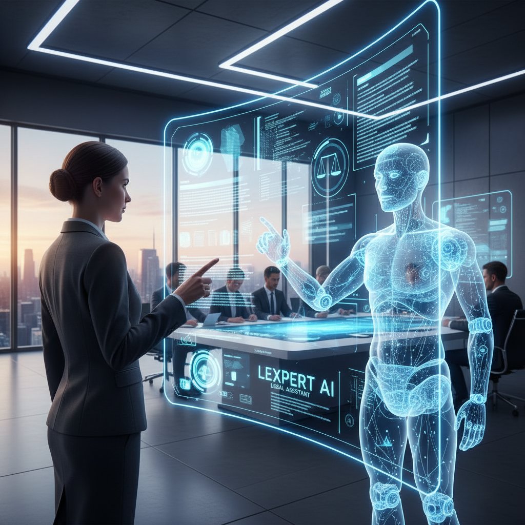 Osoba przy komputerze analizuje różne serwisy prawne, na ekranach widoczne porównania ofert AI