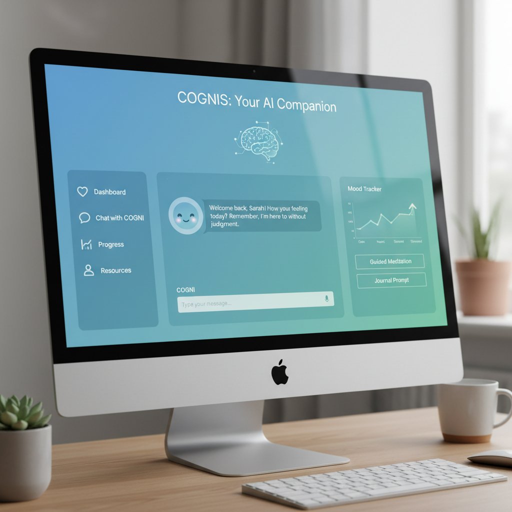 Zdjęcie ekranu komputera z aplikacją AI do wsparcia psychicznego