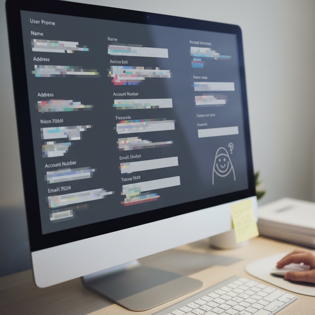 Ekran komputera z zamazanymi danymi osobowymi, symbolizujący anonimowość na czacie