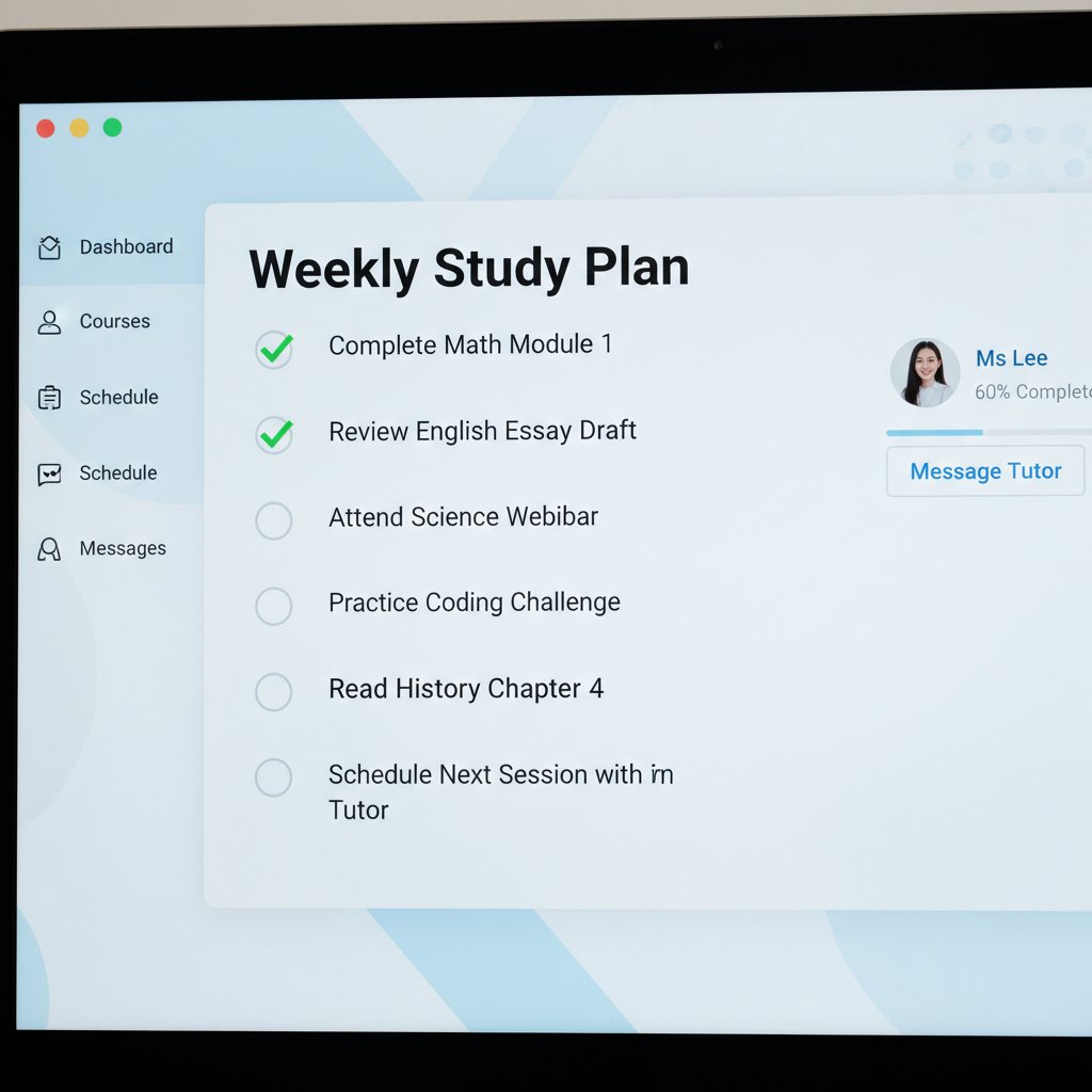 Zdjęcie: Ekran komputera z checklistą platformy korepetycyjnej