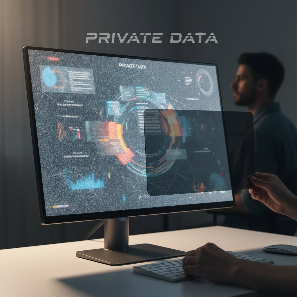 A close-up of a computer screen displaying anonymized viewing data and patterns, highlighting privacy concerns in AI movie recommendations