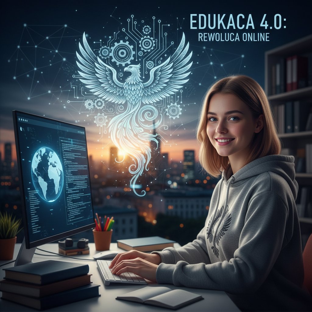 Polski uczeń patrzący pewnie w ekran, gotowy na rewolucję w nauce online