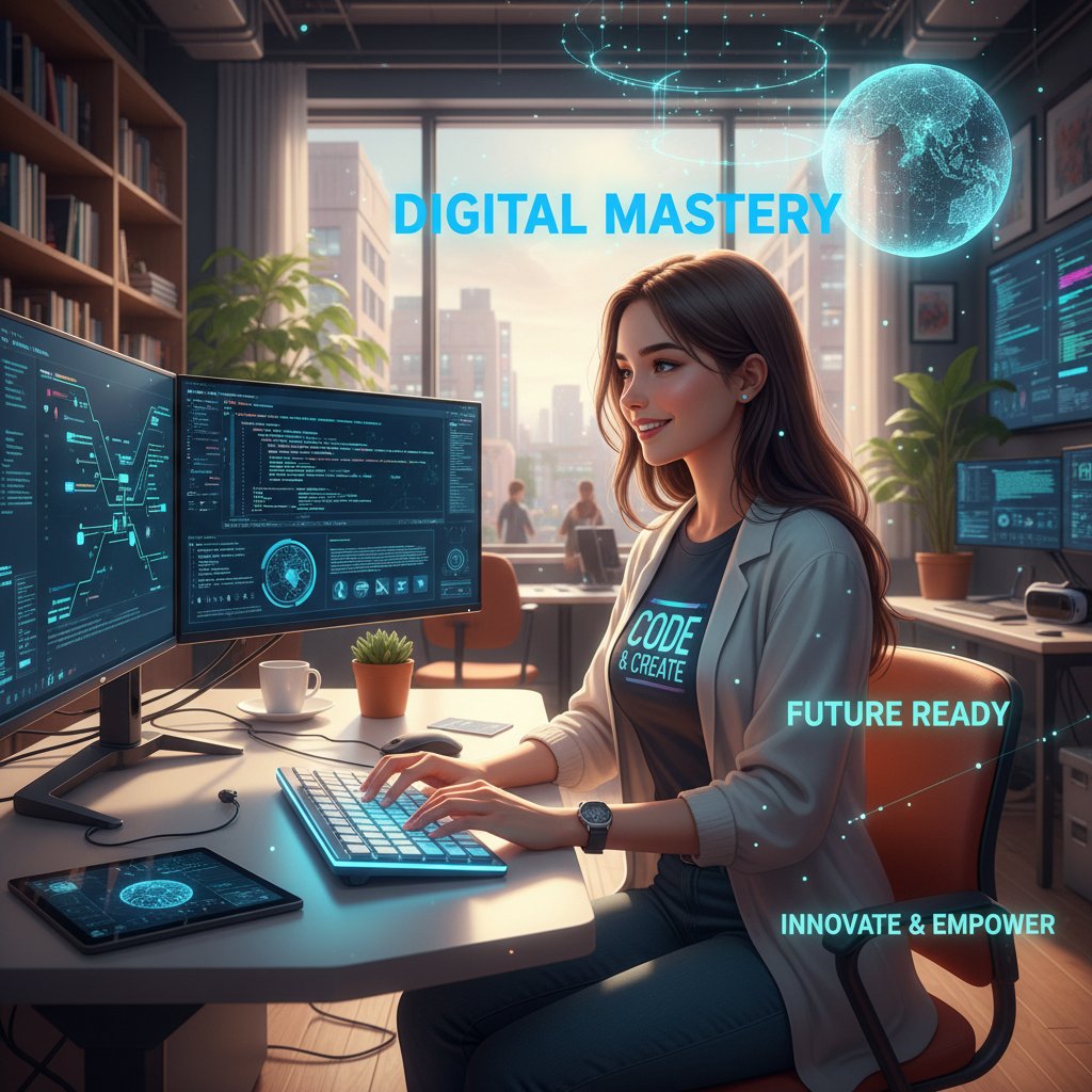 Pewny siebie uczeń budujący kompetencje cyfrowe, optymistyczny nastrój, edukacja przyszłości