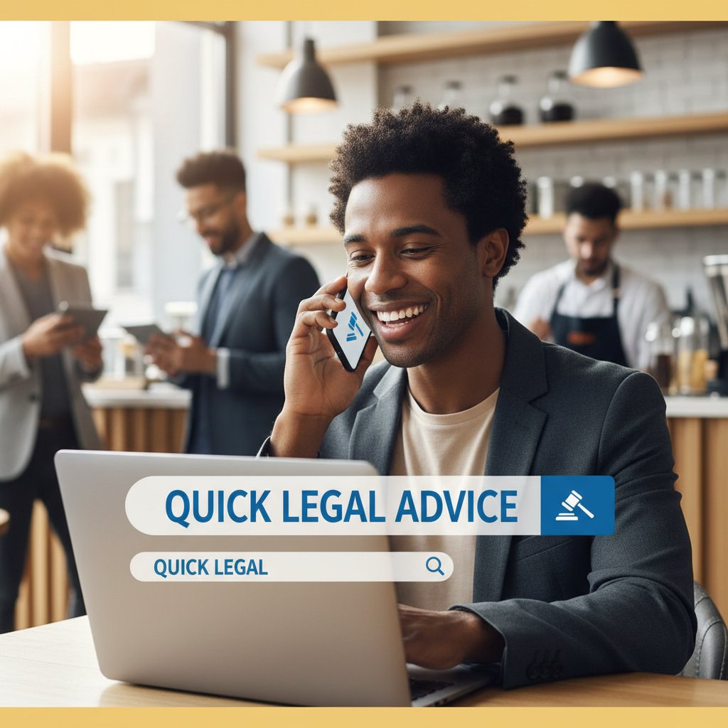 Zadowolony użytkownik po uzyskaniu szybkiej porady prawnej online, poczucie pewności i bezpieczeństwa