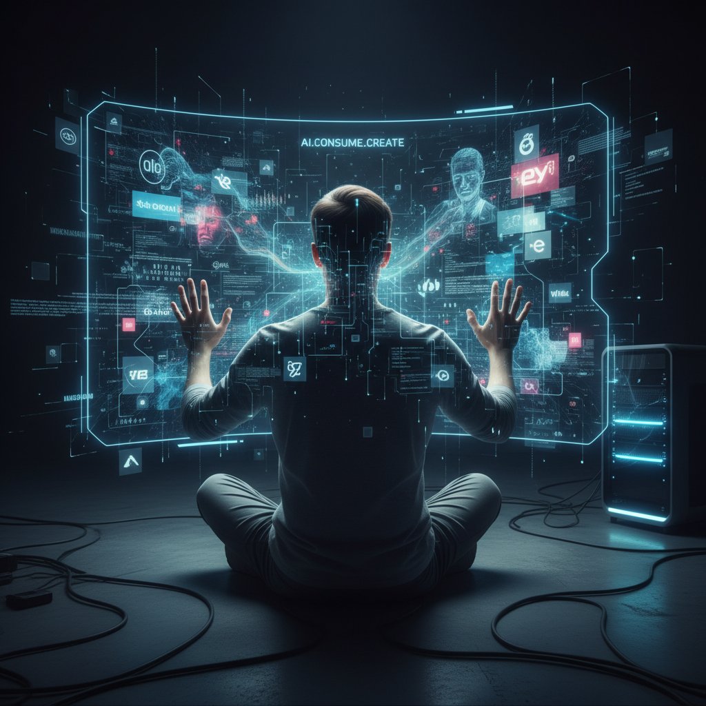 Osoba patrząca w ekran, symbolizująca zagrożenia manipulacji przez AI