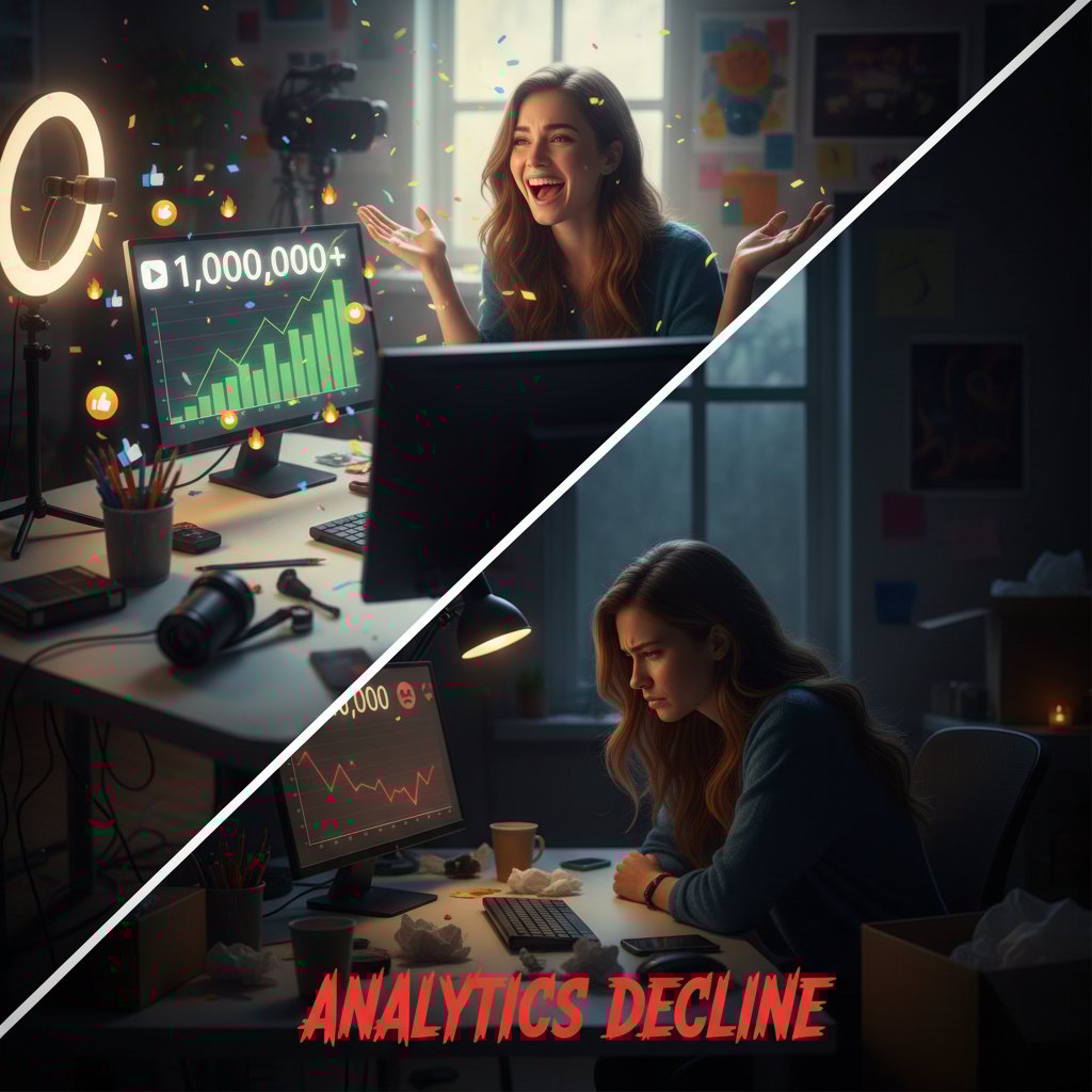 Twórca internetowy przeżywa chwilowy sukces viralowy, ale analizuje długoterminowe spadki