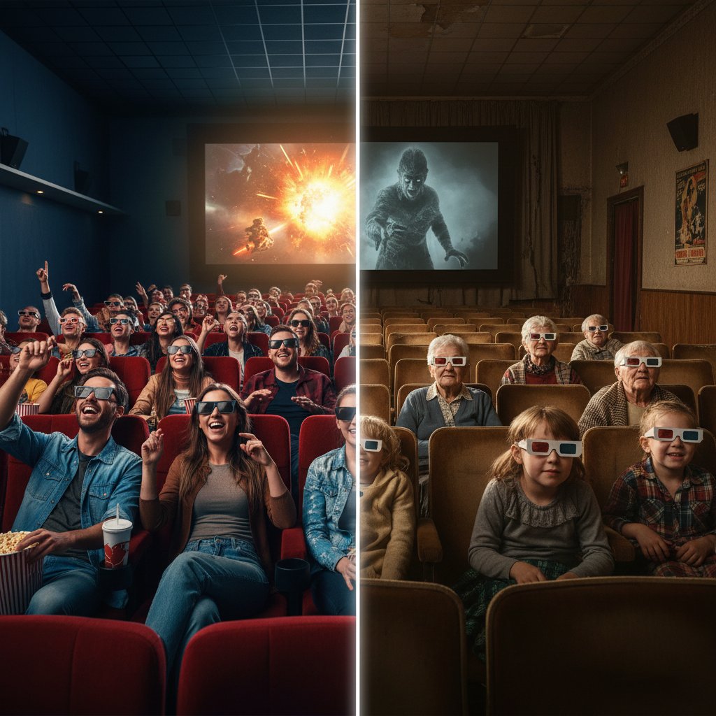Contrasting reactions to a 3D movie
