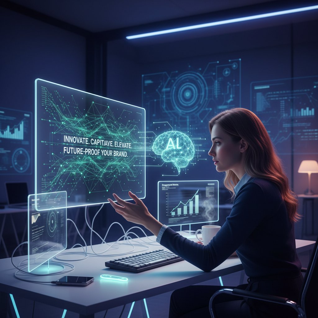 Copywriter korzysta z AI do generowania sloganów marketingowych