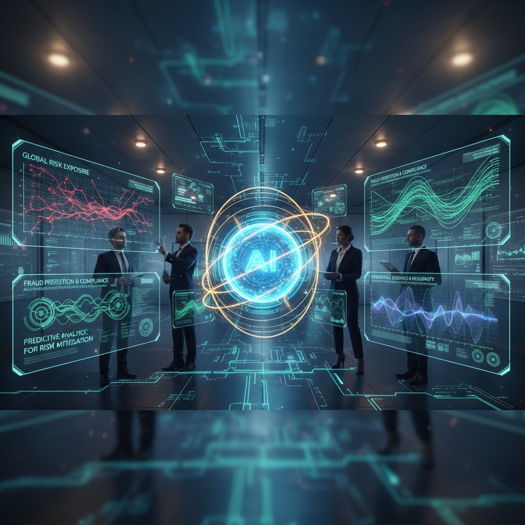 Zdjęcie sali konferencyjnej w korporacji z zespołem analizującym wyniki symulacji na dużych ekranach, słowa kluczowe: korporacja, symulacja AI, zarządzanie ryzykiem